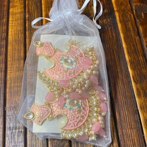 Beautiful Indian pink/goldtone earrings